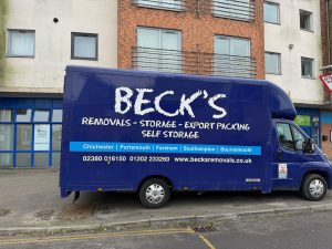 Beck's Removal van in front of Wellbeing Centre